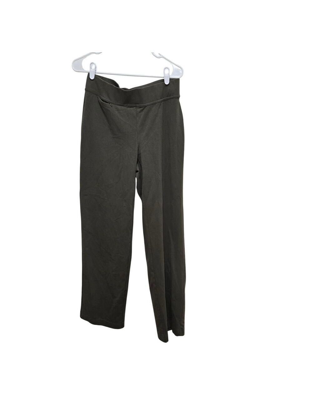 Lands End Olive Pull On Pants Straight Leg High Rise M Tall